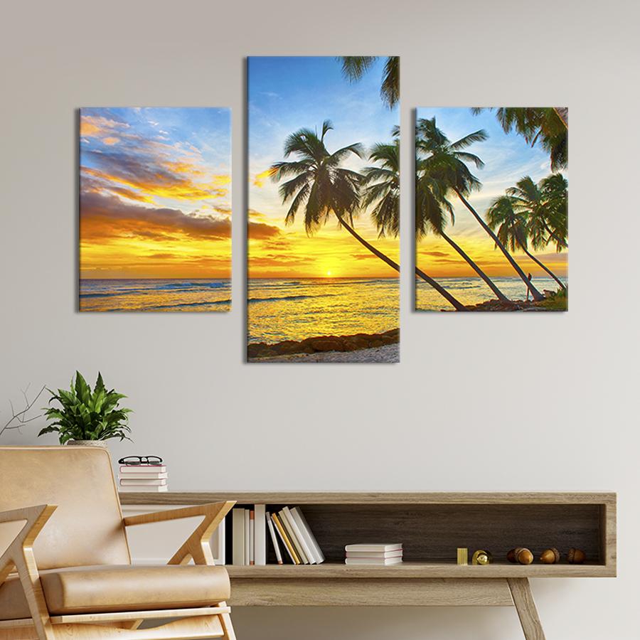 Картина для интерьера Закат на пляже Барбадоса 96x60 см (428-32)