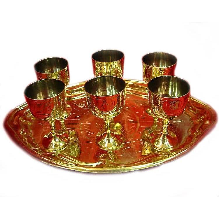 Набор рюмок бронзових 80 мл h 8 см 6 шт. на подносе 30,5х20 см Желтый (1840)