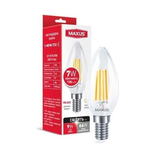 LED-лампа свеча Maxus 1-MFM-733 Clear C37 FM 7W 2700K E14 (28685140)