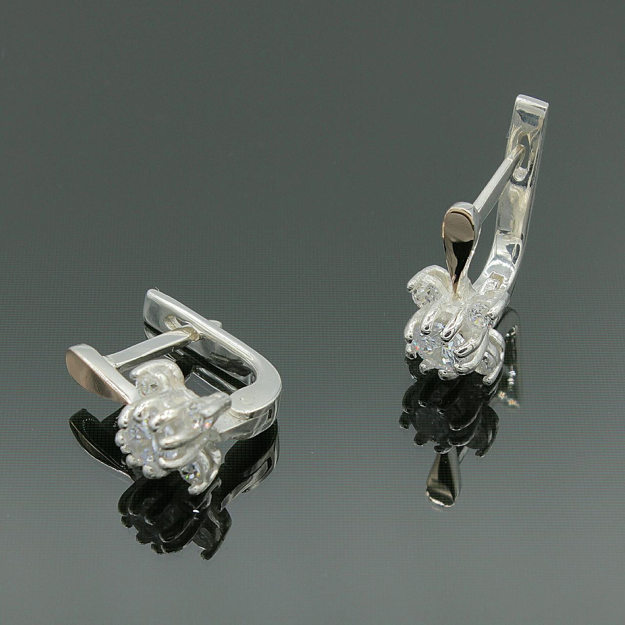 Серебряные серьги Орхидея с золотыми вставками