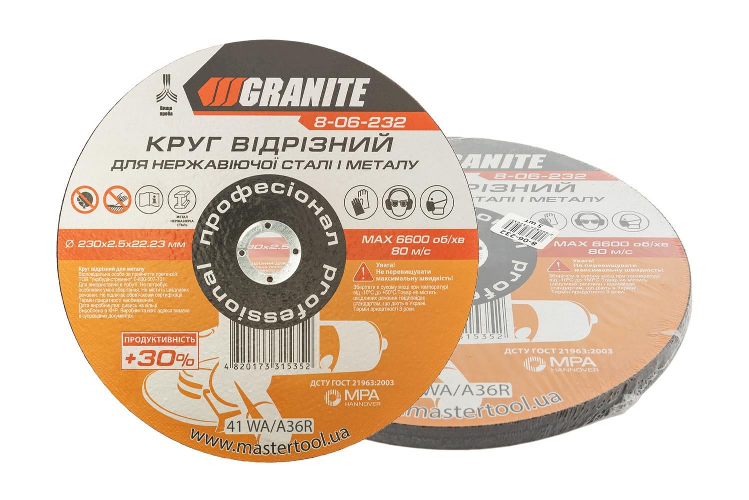 Диск абразивный для металла и нержавеющей стали GRANITE PROFI 5 шт. 30 230х2,5х22,2 мм (8-06-232PC)