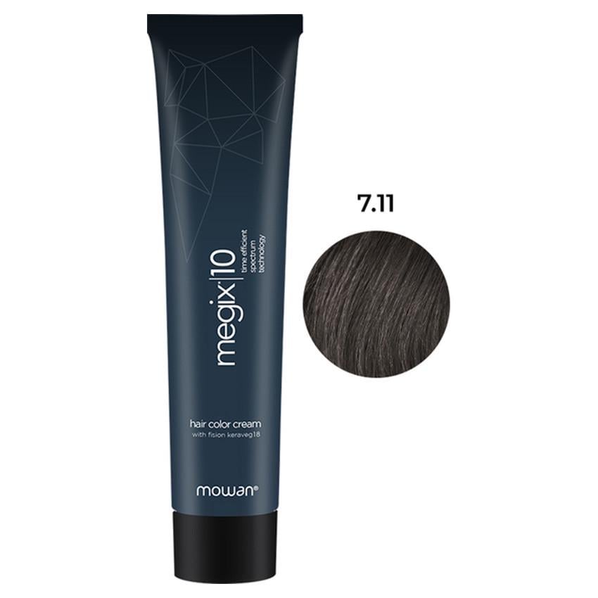 Краска для волос Megix10 Mowan с низким содержанием аммиака 7.11 Средний интенсивный пепельный блонд 100 мл (2507906442)
