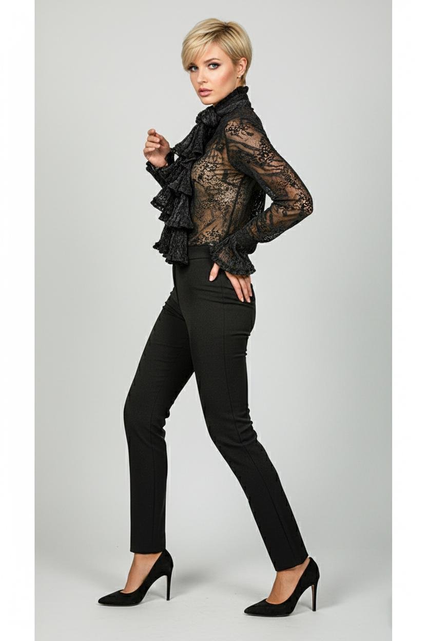 Блуза жіноча з органзи з шарфом Forza Viva LW-116679-3 р. 44 Чорний (17852240) - фото 5 Блуза жіноча з органзи з шарфом Forza Viva LW-116679-3 р. 44 Чорний (17852240) - фото 5