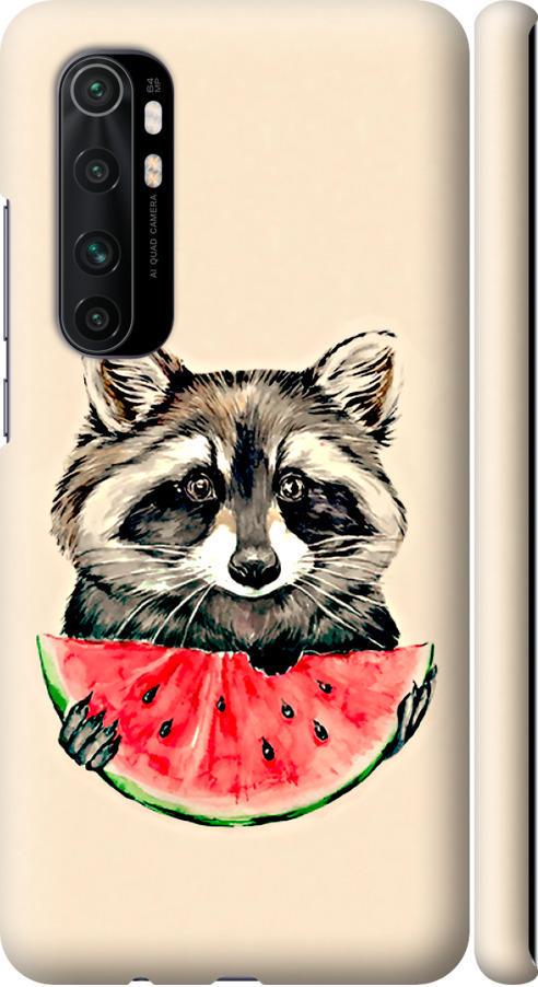 Чехол на Xiaomi Mi Note 10 Lite Енотик с арбузом (4605m-1937-42517)