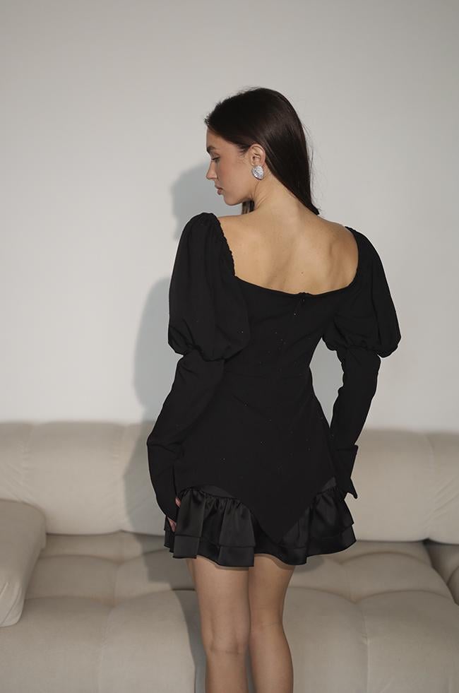 Платье женское Lipar мини с рукавами жиго р. 42 Черный (3753/30674428) - фото 2 Платье женское Lipar мини с рукавами жиго р. 42 Черный (3753/30674428) - фото 2