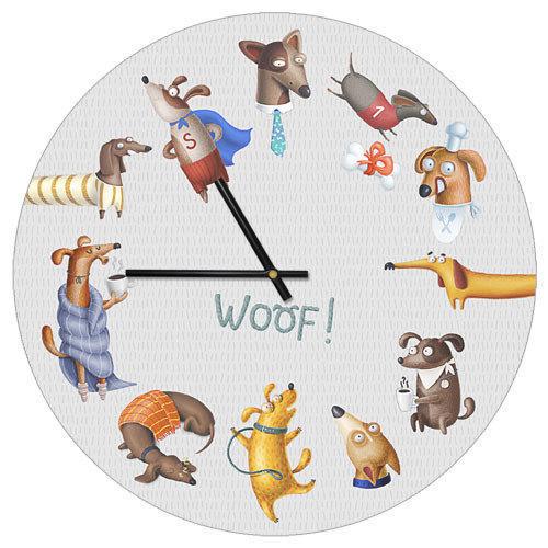 Часы настенные круглые Presentville Dogs Woof 36 см (CHR P DOG025)