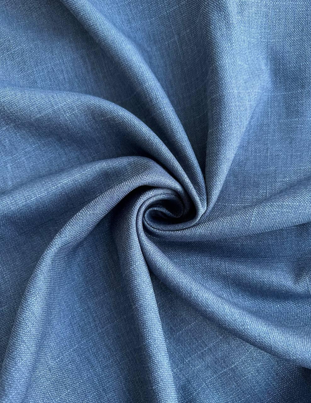 Штора однотонная льняная двусторонняя Olimpos на тесьме 6 см 250х260 см Темно-синий (12088109)