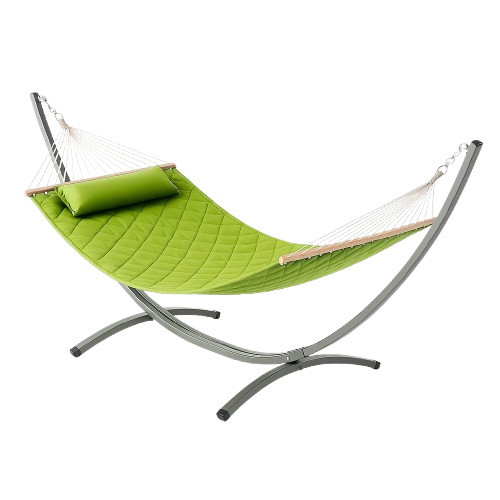 Стойка для гамака и двухместный гамак SOFT XXL 200x140 см с планками Зеленый
