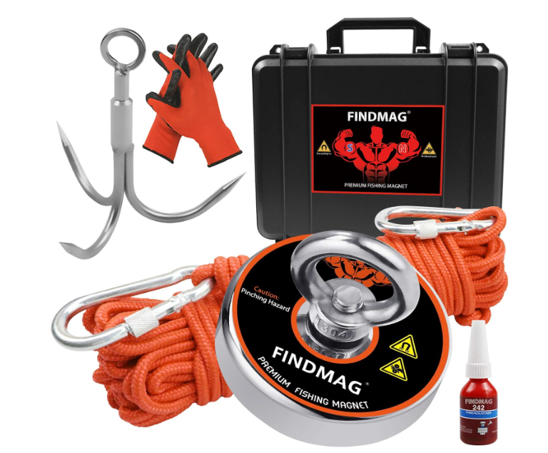 Магнит рыболовный FINDMAG с футляром с тяговой 625 фунтов