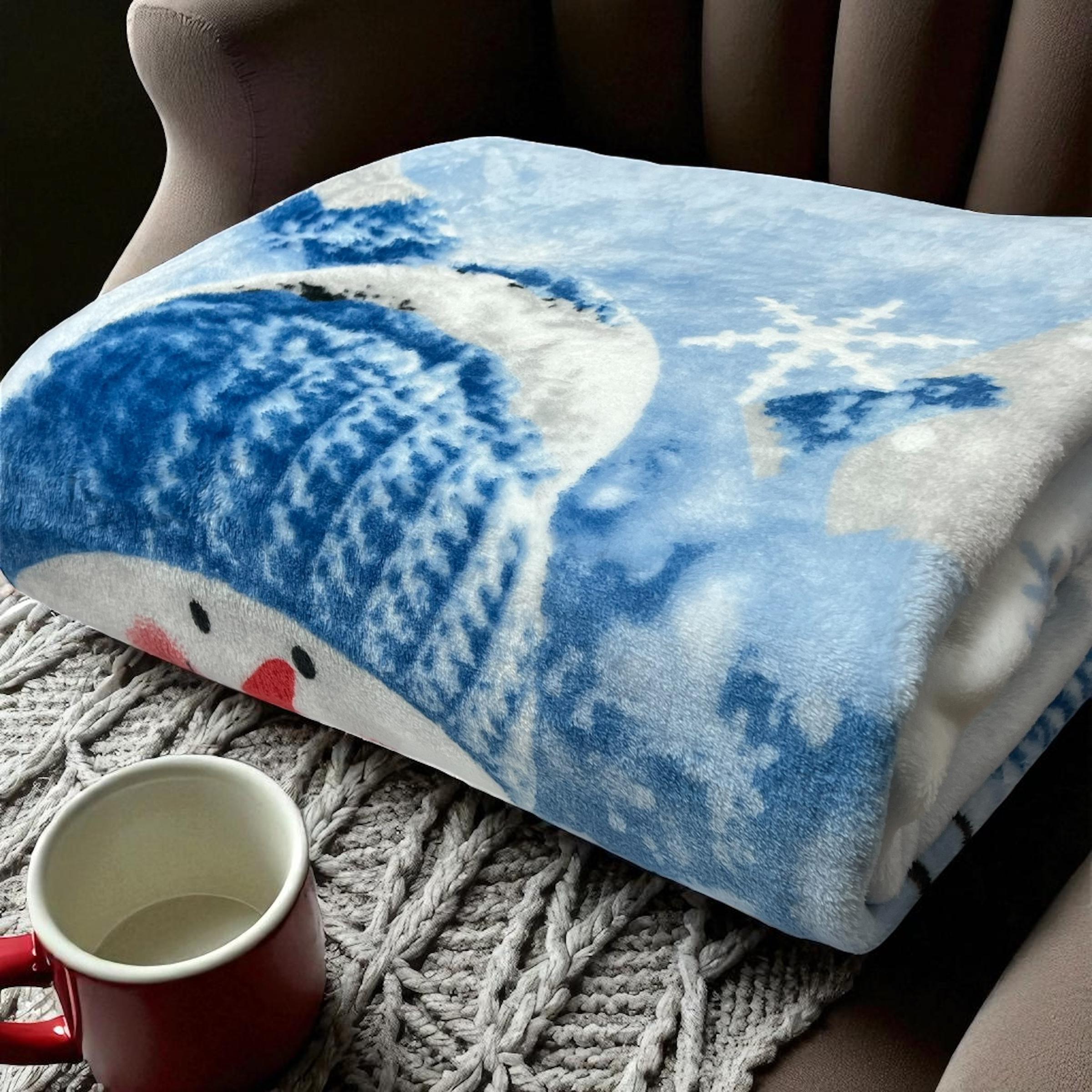 Плед з ведмедиками теплий новорічний 200х215 см Блакитний (2342396233) - фото 2