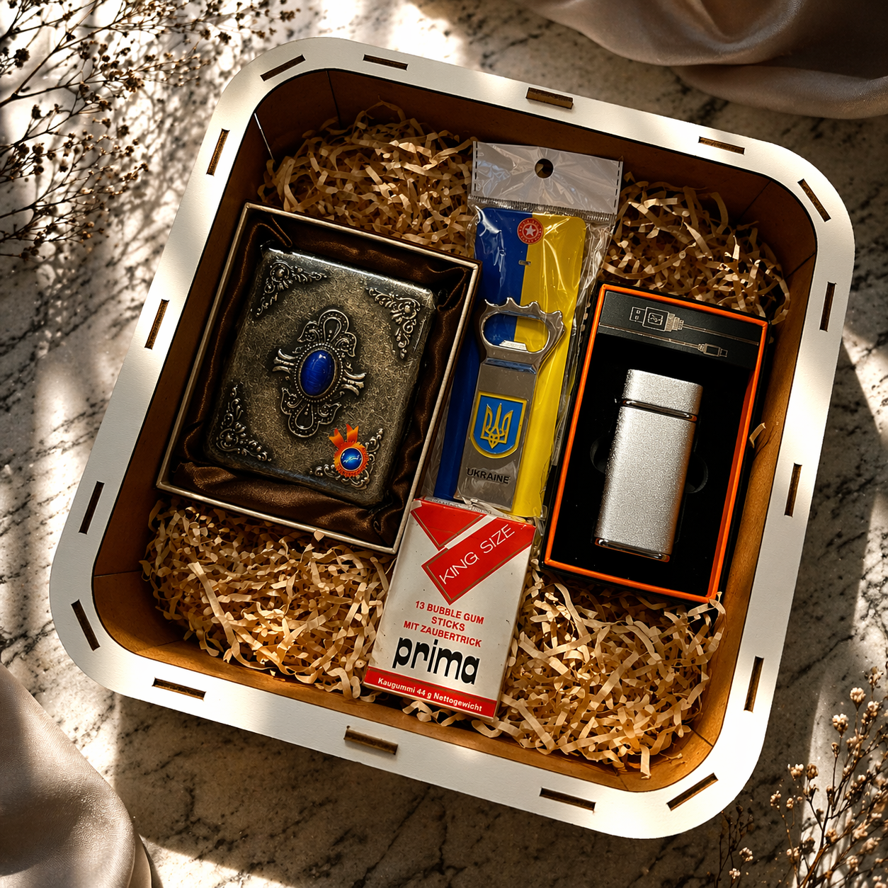 Подарунковий набір для чоловіка handmade 2 Бронза 4 шт. 25x25x10 см (108_1)