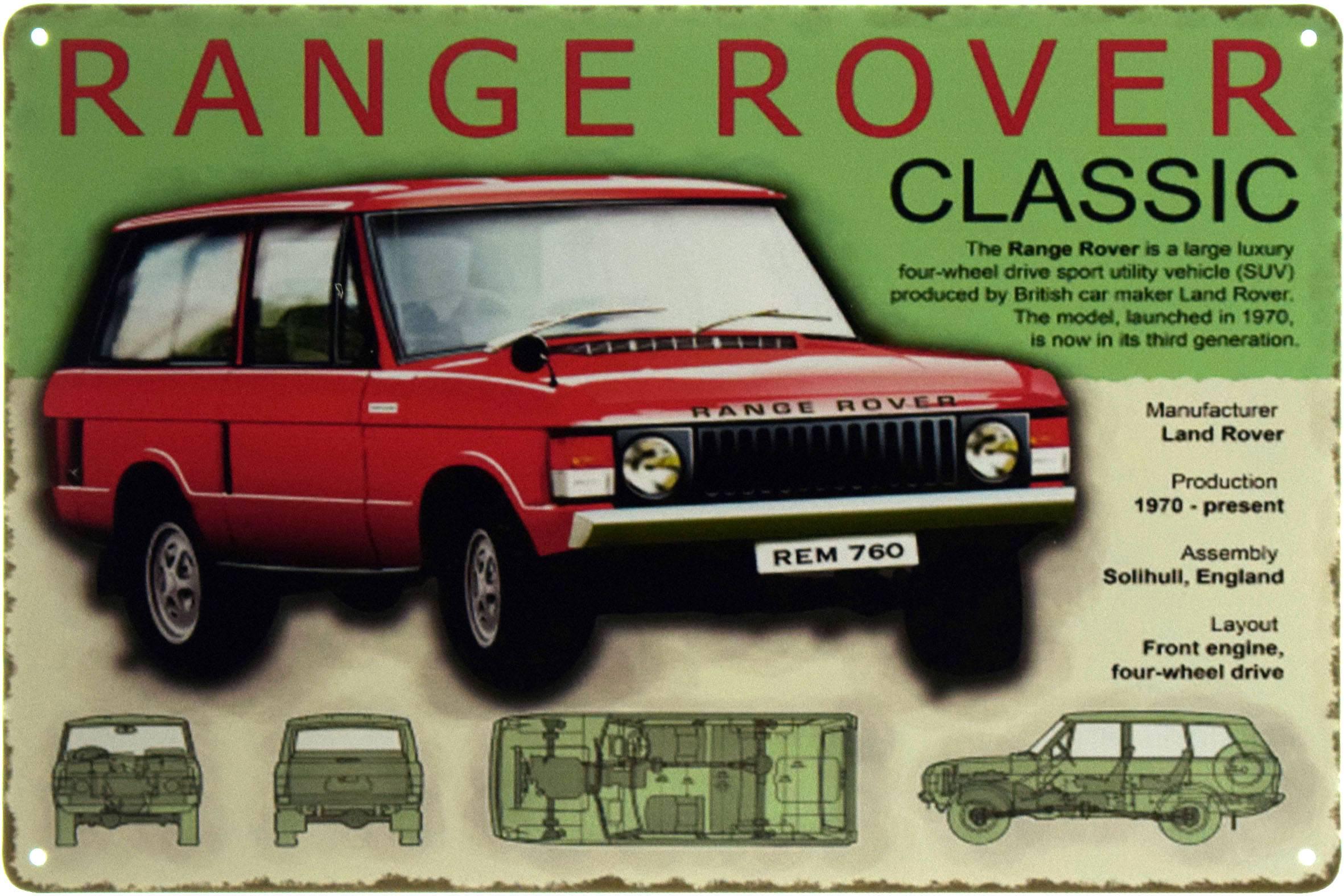 Табличка металлическая Range Rover Classic 20x30 см
