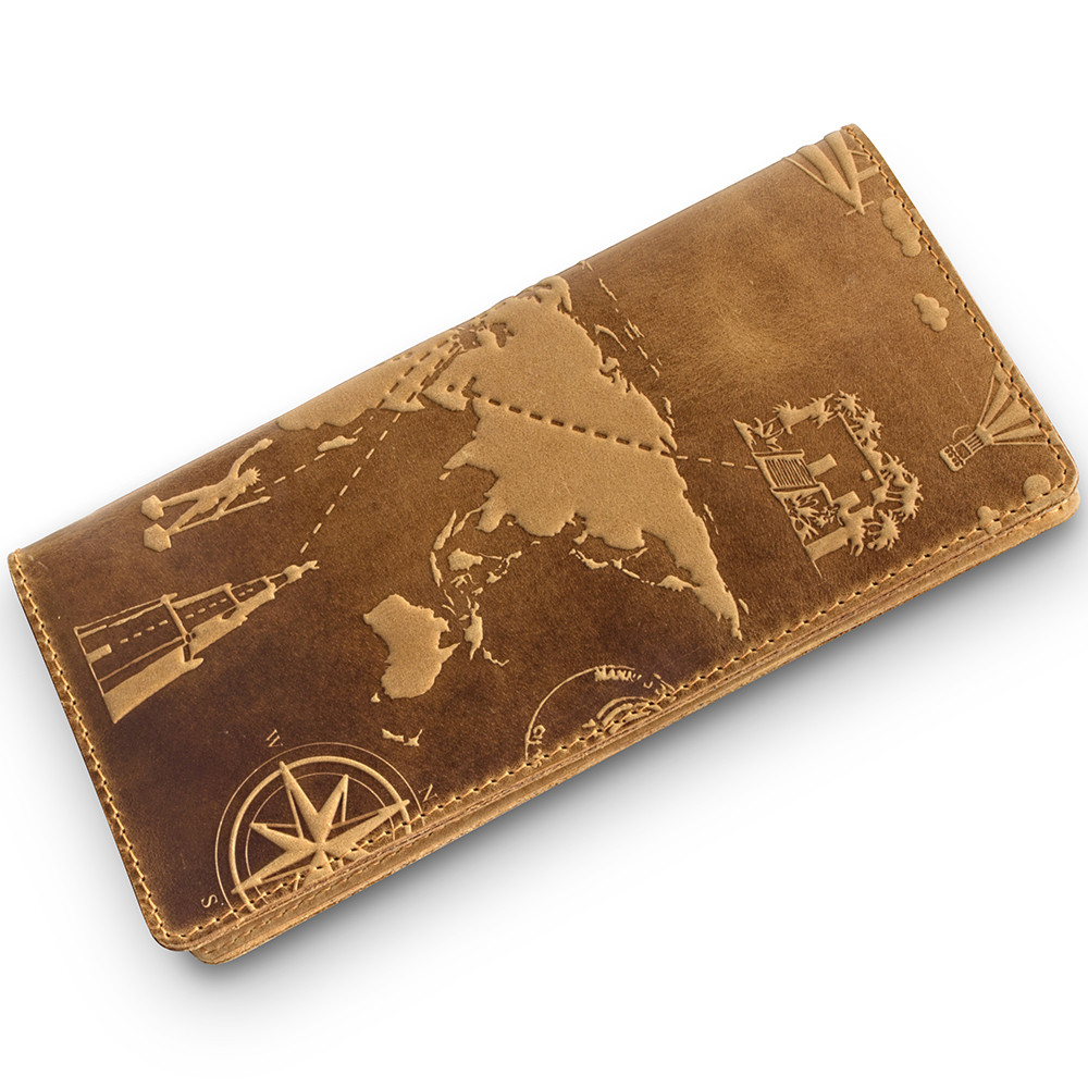 Гаманець 7 Wonders of The World з матової натуральної шкіри Рудий (WP-02-S17-1340-T002)