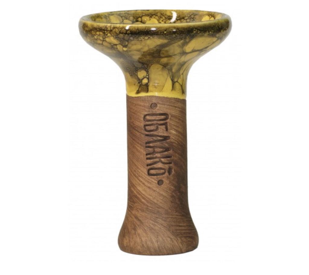 Чаша для кальяна Облако Glaze top Phunnel №54 L Желто-черный мрамор