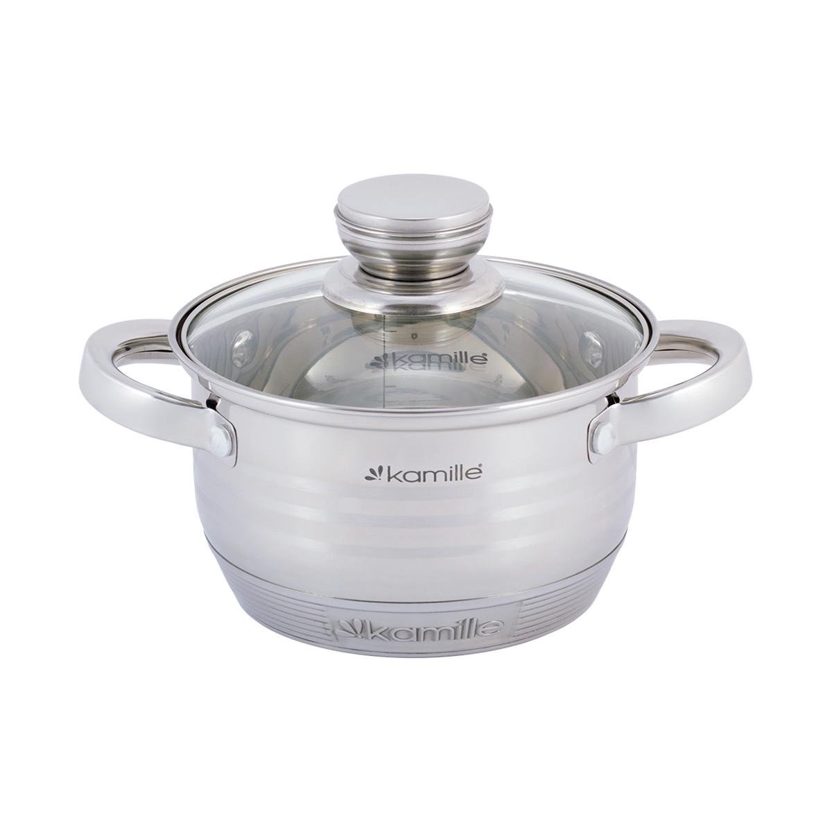 Набір каструль із кришками Kamille КМ-4914 із нержавіючої сталі з 4-х предметів Сталевий (150-84-4914) - фото 5 Набір каструль із кришками Kamille КМ-4914 із нержавіючої сталі з 4-х предметів Сталевий (150-84-4914) - фото 5