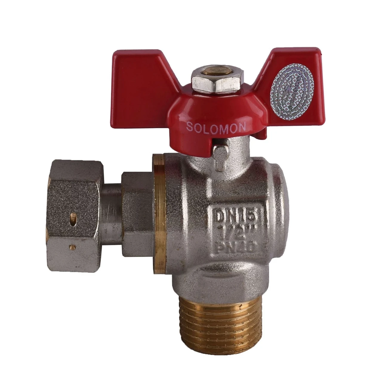 Кран кульовий кутовий з накидною гайкою Solomon 1/2" ЗВ PN40 160402 (1200000248)