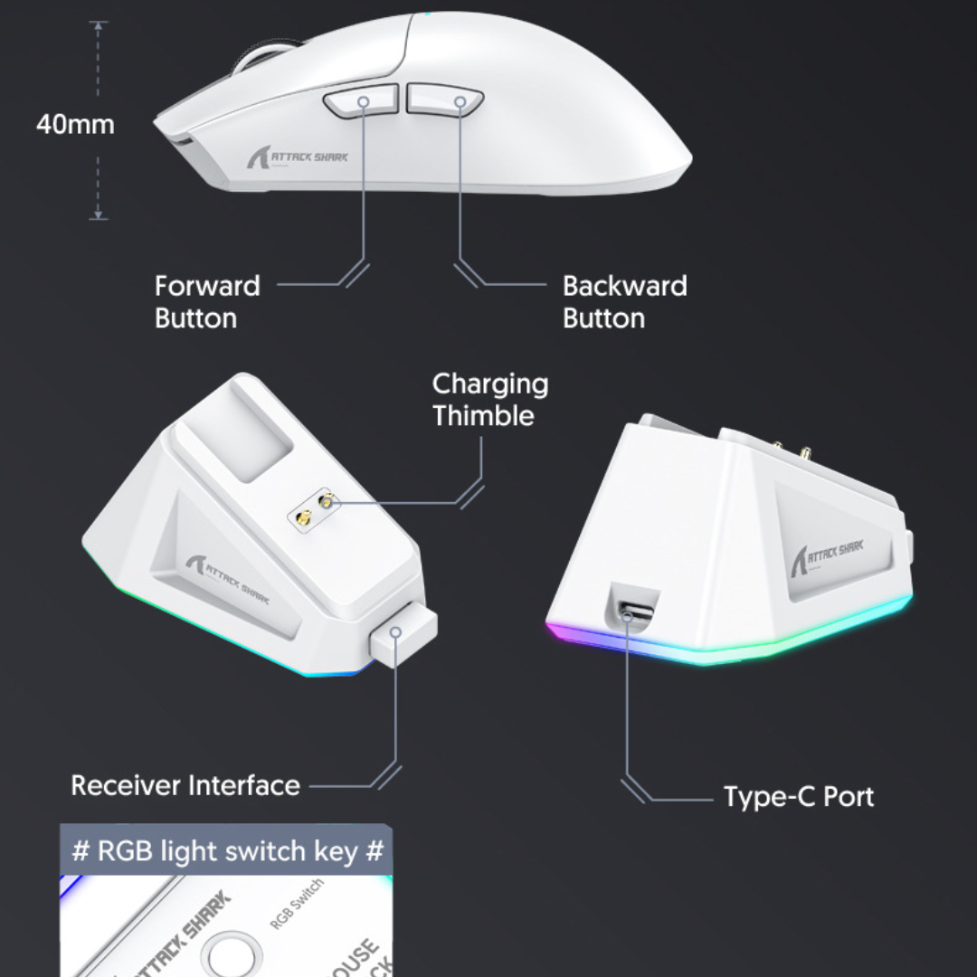 Миша бездротова Attack Shark X11 PixArt PAW3311 White - фото 6 Миша бездротова Attack Shark X11 PixArt PAW3311 White - фото 6