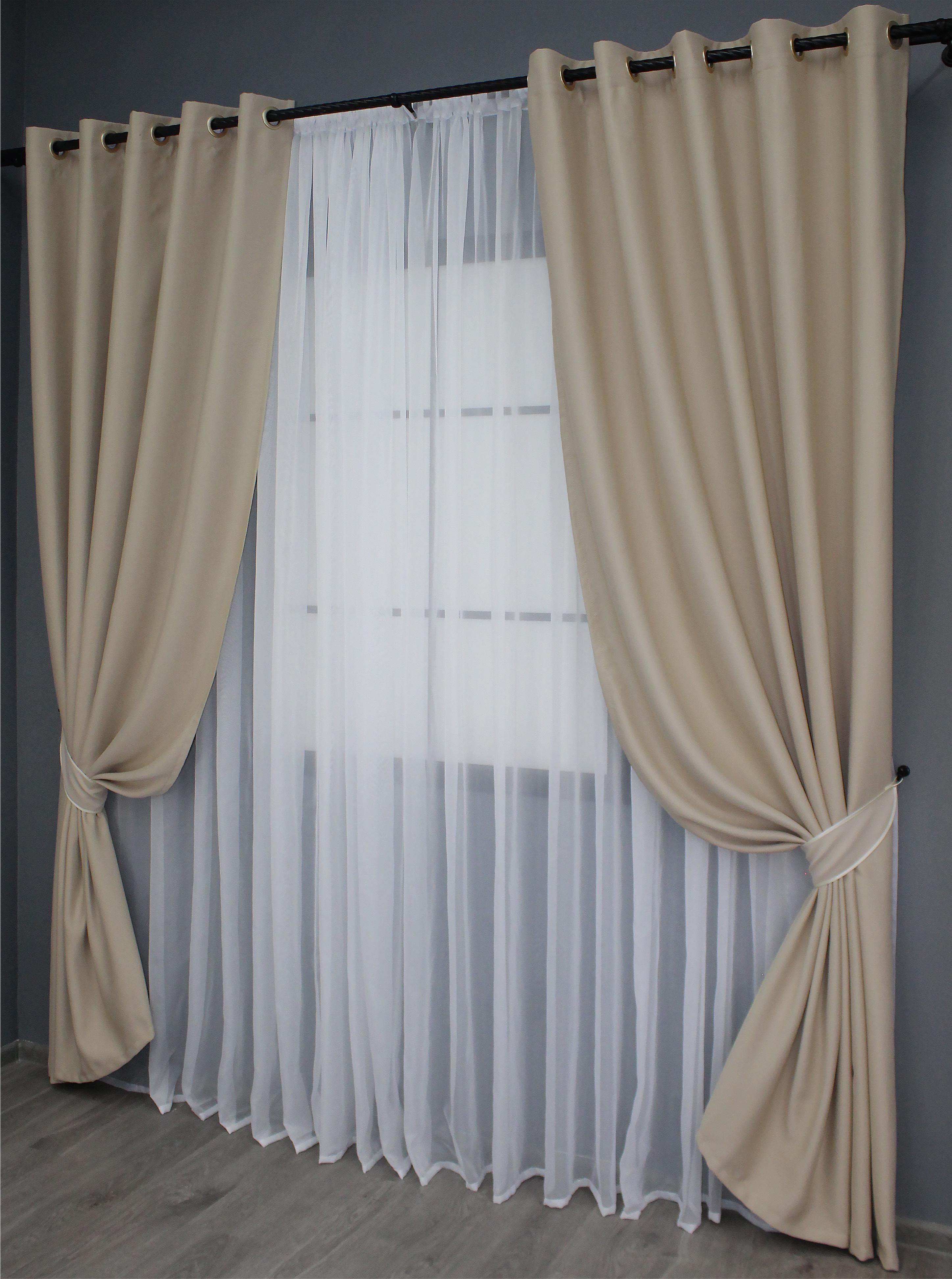 Комплект штор на люверсах VR-Textil Блекаут Bagema Rvs № 1240ш 150х250 см 2 шт. Бежевий (37-0016) - фото 2 Комплект штор на люверсах VR-Textil Блекаут Bagema Rvs № 1240ш 150х250 см 2 шт. Бежевий (37-0016) - фото 2