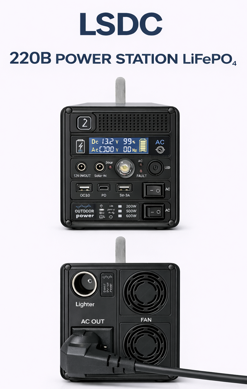 Зарядная станция 220 V/200 W Lifepo4 LSDC 12,8 V/150000мАч с розеткой 220В/200 Вт