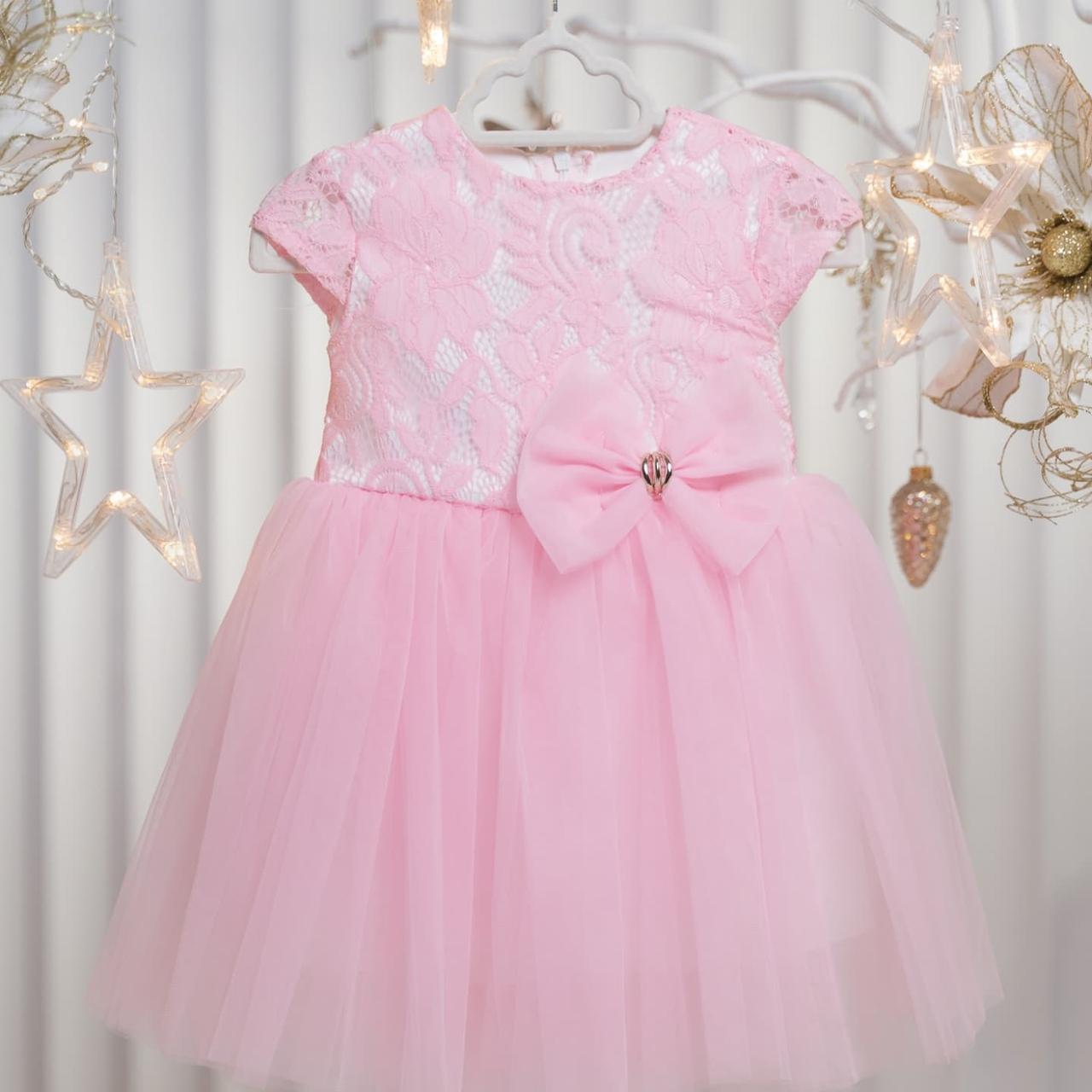 Платье праздничное для девочки с болеро 128 см Розовый - фото 4