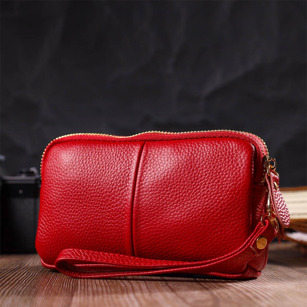 Клатч-кошелек женский Vintage Women Wallet 22090 из натуральной кожи Красный (56291) - фото 7