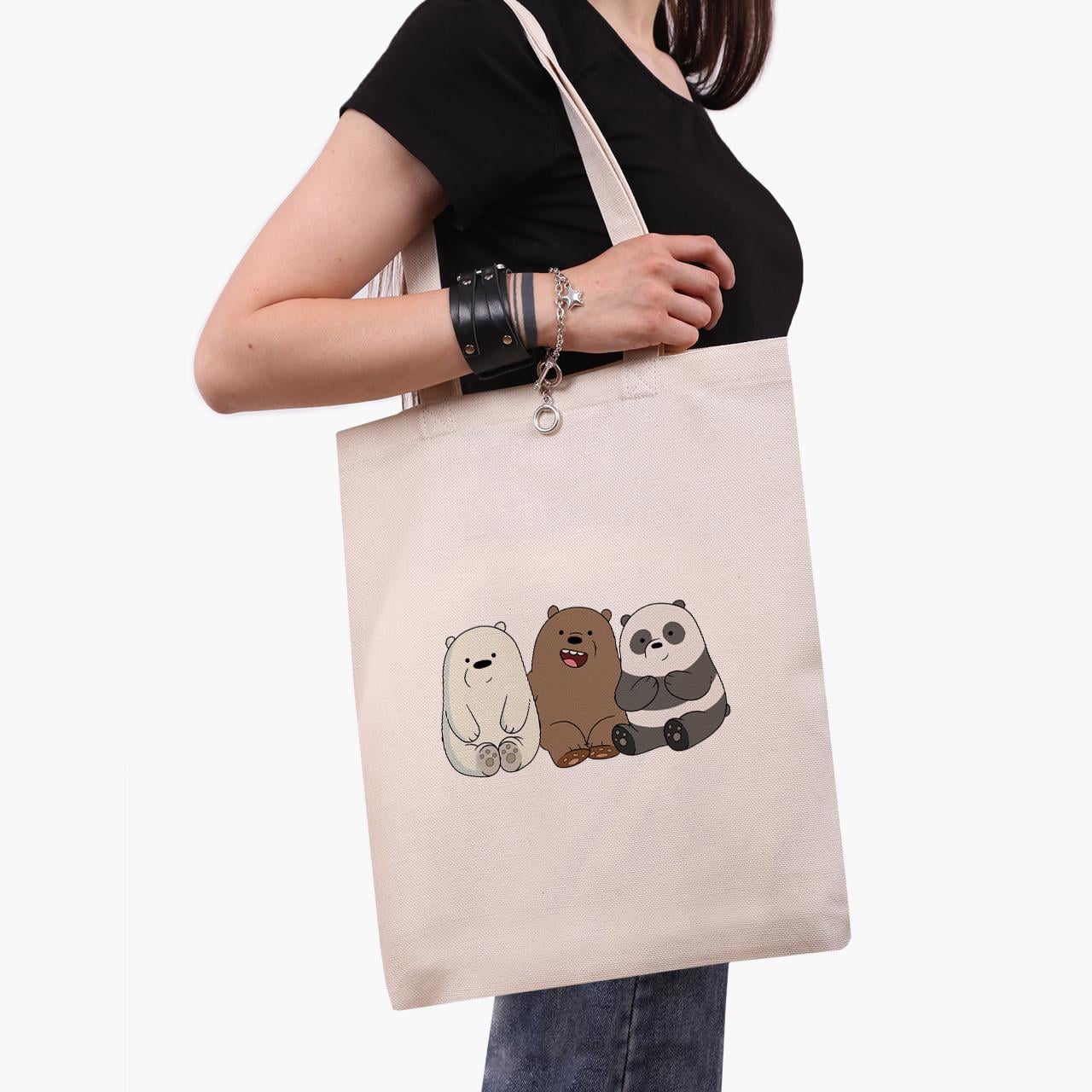 Эко сумка шоппер We Bare bears 41х35 см Бежевый (9227-1774-WT)
