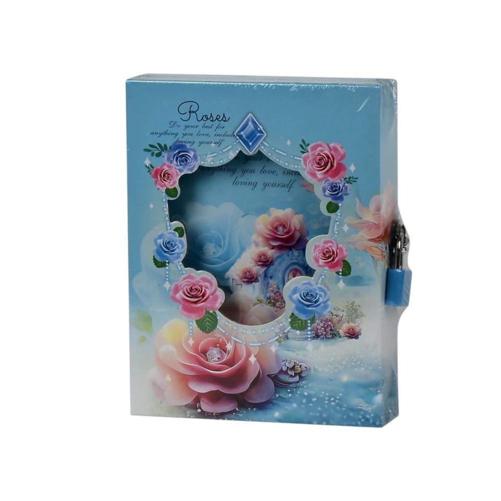 Блокнот на замке Stenson Floral WW01773ST 45 листов Голубой (23689168)