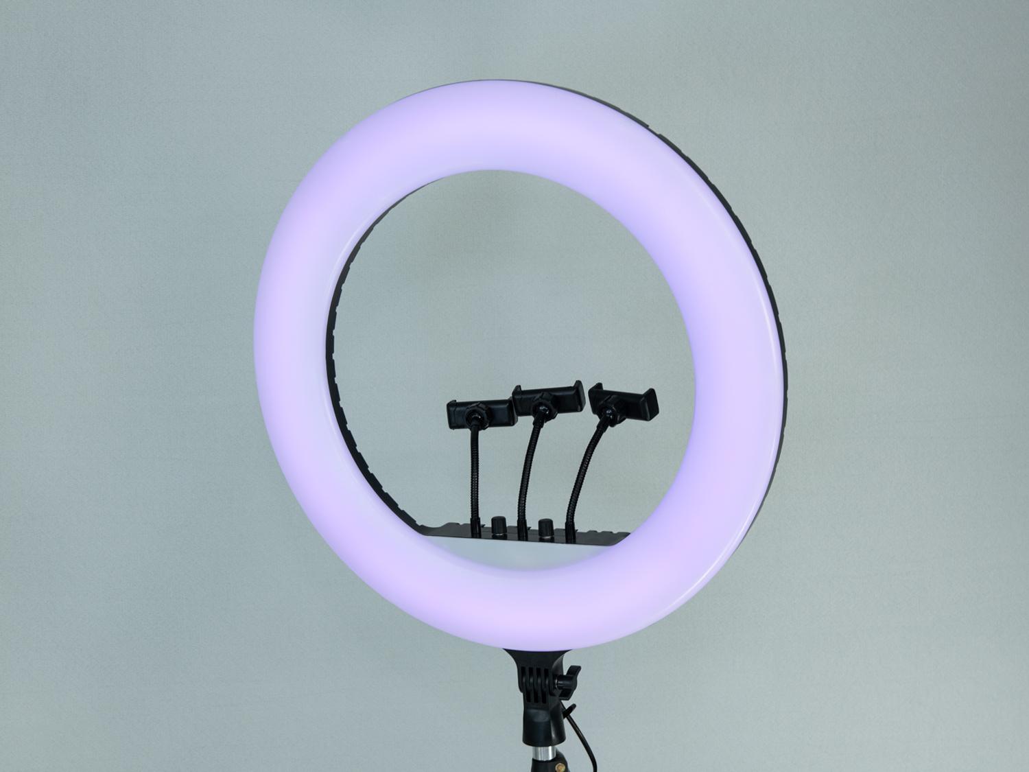 Кольцевая лампа RGB с пультом без штатива 220В RGB 45 см (SL-RL-21RGB) - фото 3 Кольцевая лампа RGB с пультом без штатива 220В RGB 45 см (SL-RL-21RGB) - фото 3