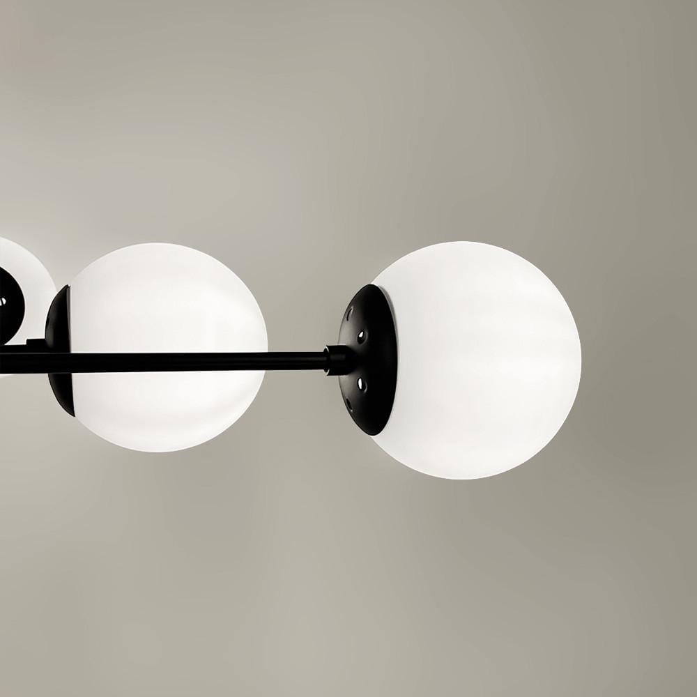 Люстра стельова на 8 білих плафонів із латунною фурнітурою Чорний (51797/8 TBS+BK+WT) - фото 4