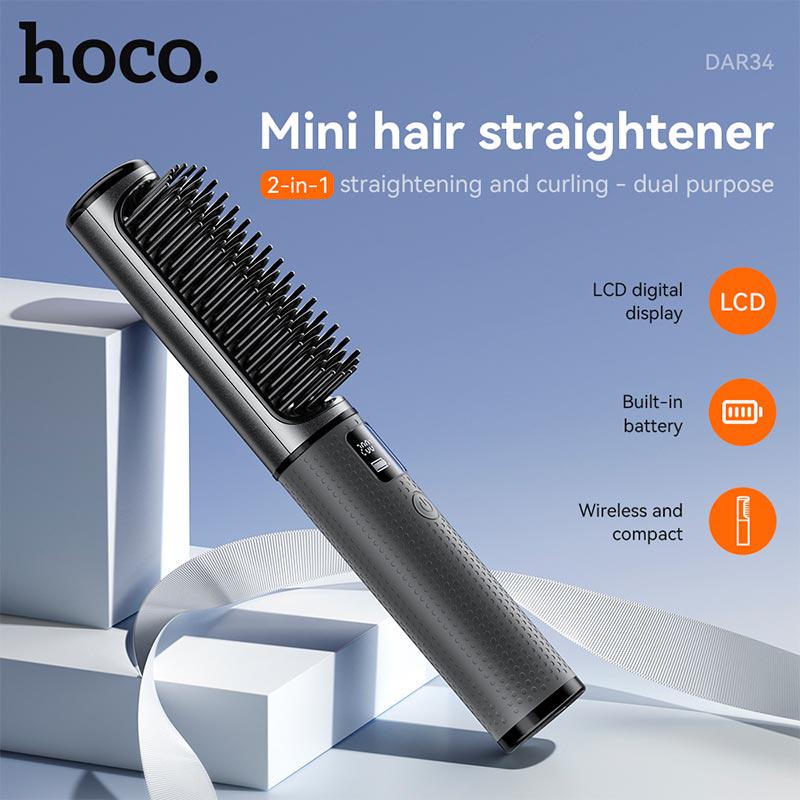 Плойка для укладки волос Hoco Lucky portable straight-curling dual-purpose DAR34 5000 мАч Grey (20359248) - фото 15