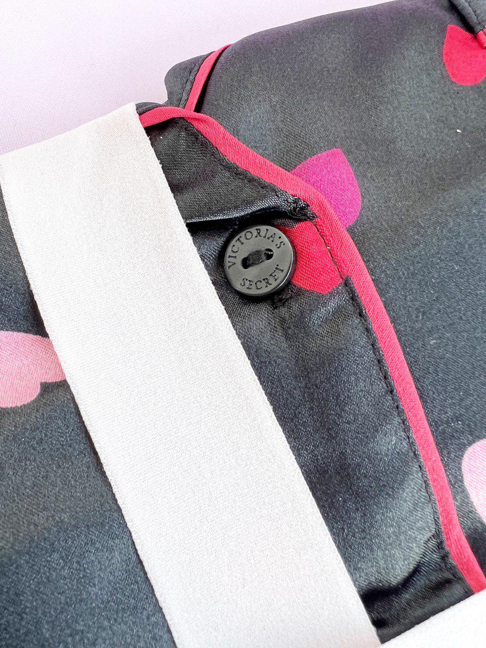 Піжама жіноча сатинова Victoria's Secret Satin Long Pajama Set XS Чорний (13125534) - фото 7