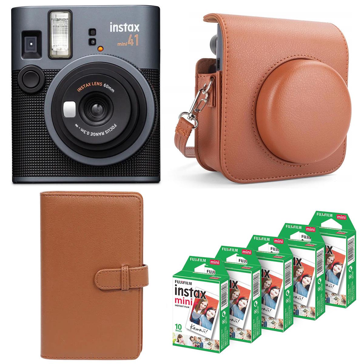 Подарунковий набір фотоапарат Fujifilm Instax Mini 41 фотопапір 50 шт./чохол/фотоальбом на 108 фото Коричневий (2728000752)