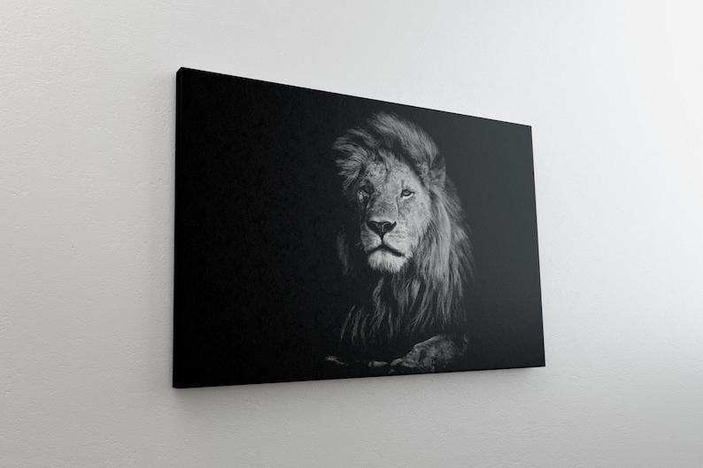 Картина на холсте KIL Art Черно-белый лев 122x81 см (105)