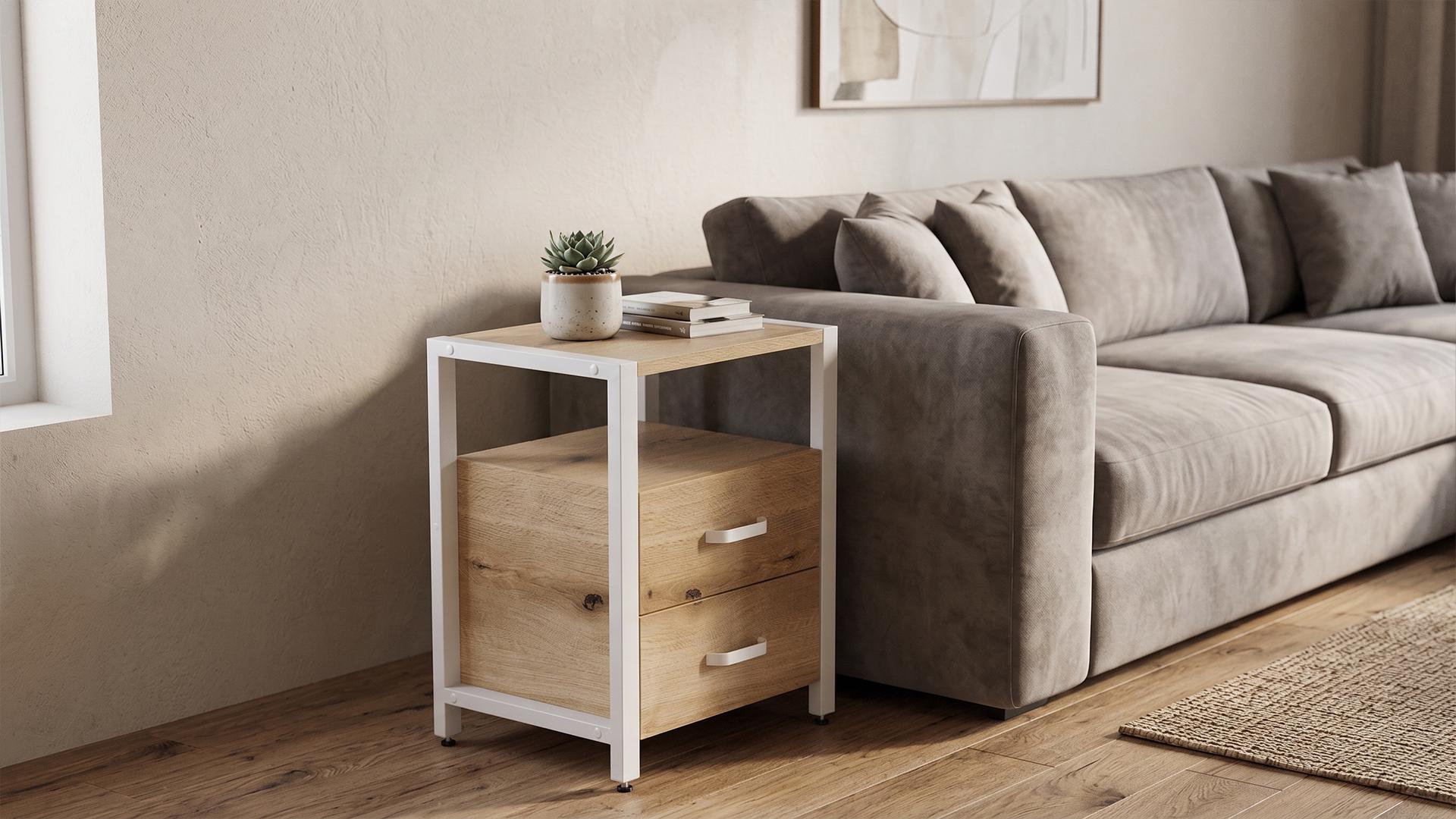 Тумба универсальная Ferrum-decor Вивьен ДСП 16 мм 2/2 50x41x40 белый/Дуб Эвок Прибрежный (FRD-107765)
