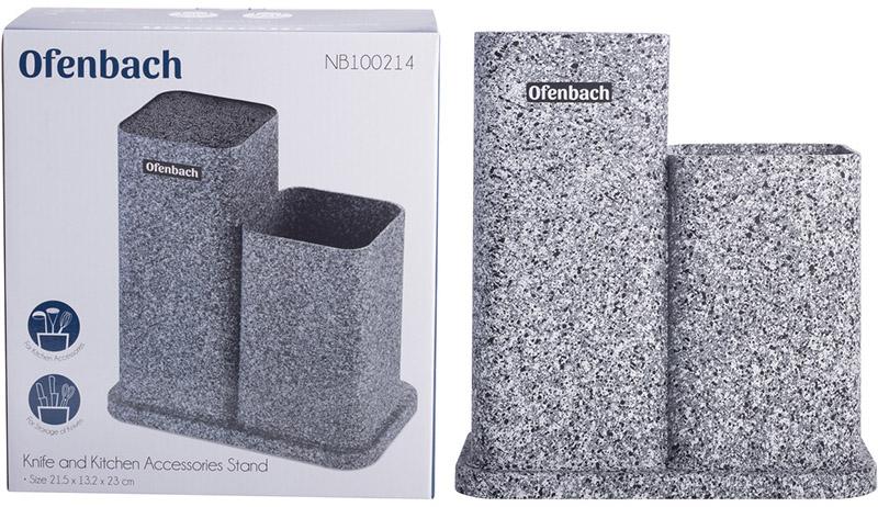 Підставка-колода Ofenbach Grey Marble для кухонних ножів 21х12х23 см подвійна (NB-100214) - фото 5