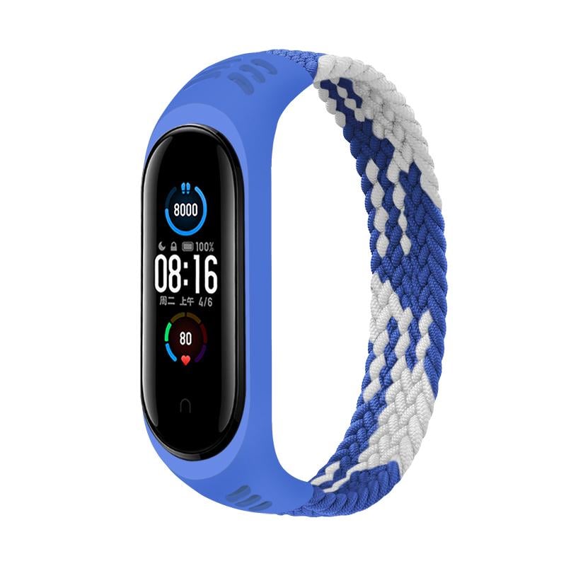 Ремінець Elastic Nylon Style BeCover для Xiaomi Mi Smart Band 5/Mi Smart Band 6 Size L Blue/White (706162)