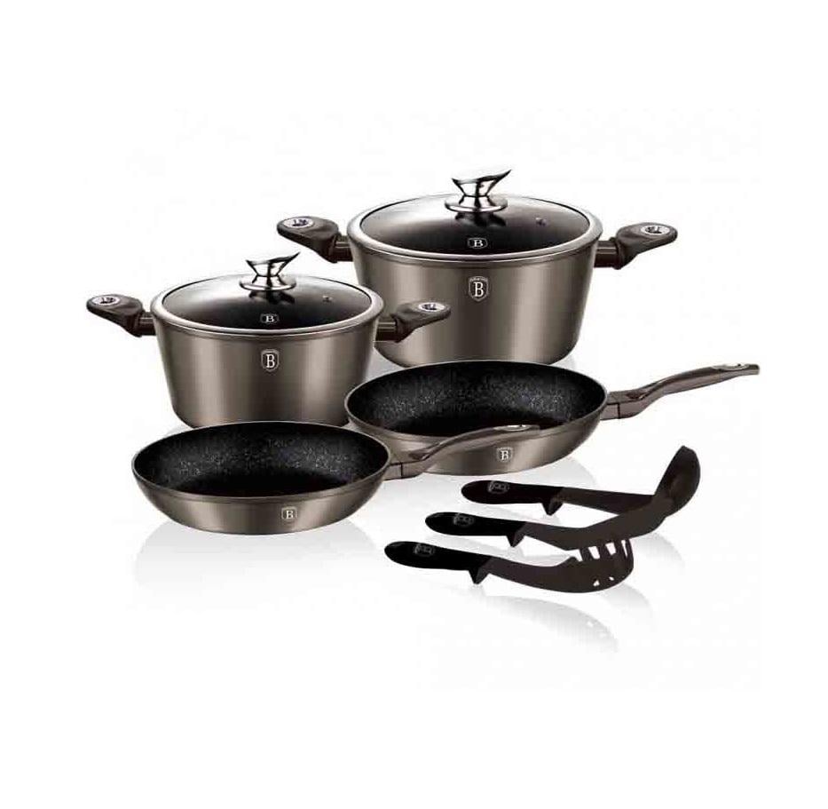 Набір посуду Berlinger Haus Carbon Metallic Line з кованого алюмінію 9 пр.