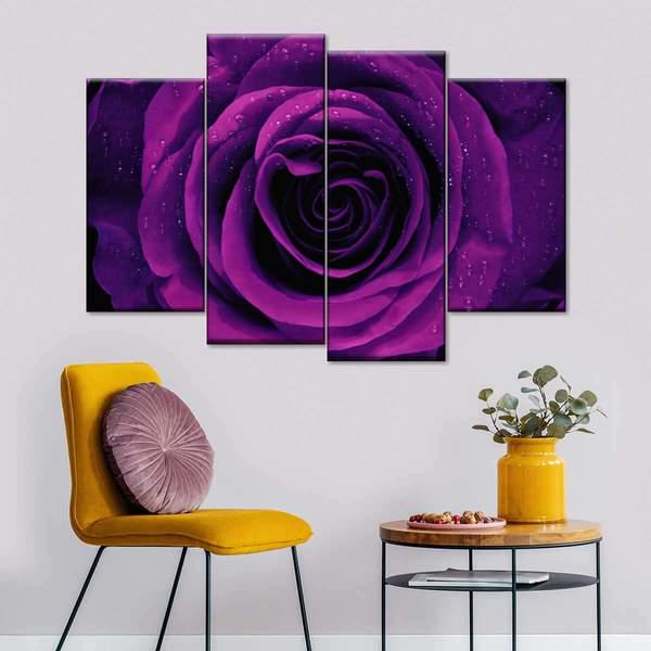 Модульная картина KIL Art Фиолетовая роза из четырех частей 89x56 см (M4_M_223)