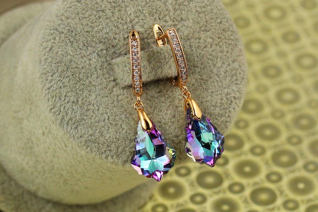 Серьги Xuping Jewelry Греза Сваровски фиолетовый хамелеон 3,5 см Золотистый (2605831816)
