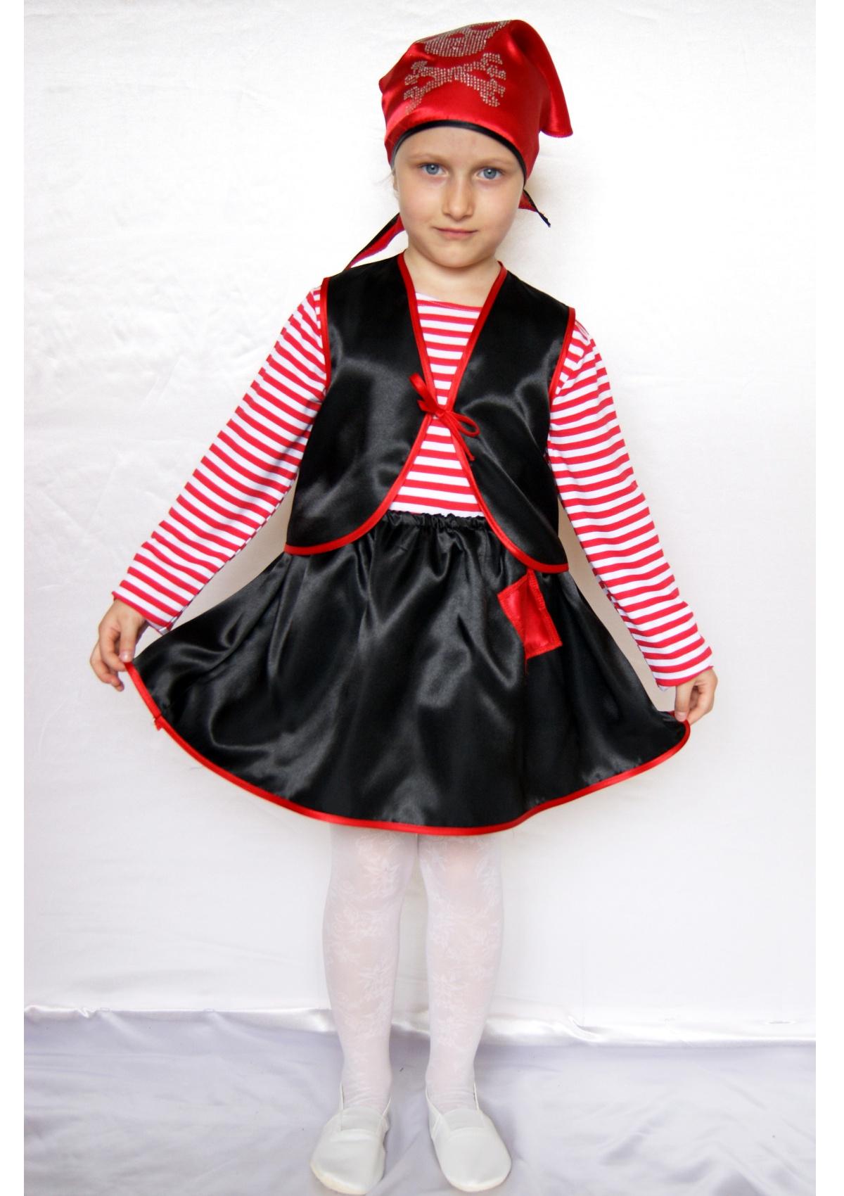 Карнавальный костюм для девочки Пират р. 1 100-110 см. Красный (KA-611)