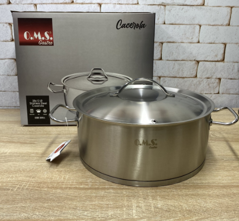 Каструля-сотейник OMS 2070-L-6.8 з нержавіючої сталі з кришкою для газу та індукції 6,8 л - фото 1 Каструля-сотейник OMS 2070-L-6.8 з нержавіючої сталі з кришкою для газу та індукції 6,8 л - фото 1