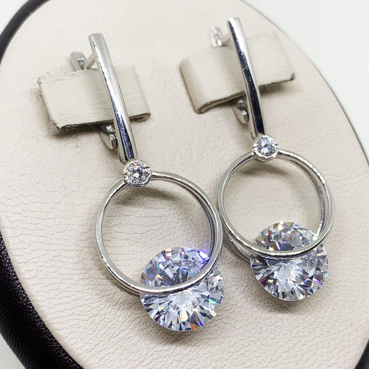 Серьги серебряные с фианитом Дис 10,05 г (1617923000)