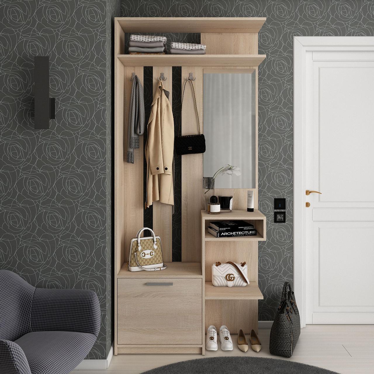 Прихожая Doros Ривьера 91,5х30х203 см Дуб Сонома (DRS-011333) - фото 4