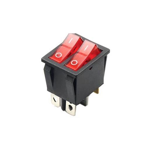 Переключатель двойной Lemanso LSW04 с подсветкой Красный (КСD2-2101N)