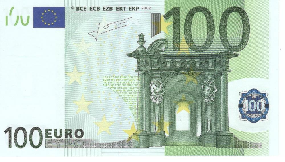 Коллекционная банкнота Италия 100 евро 2002 S J022 UNC (Б06793)