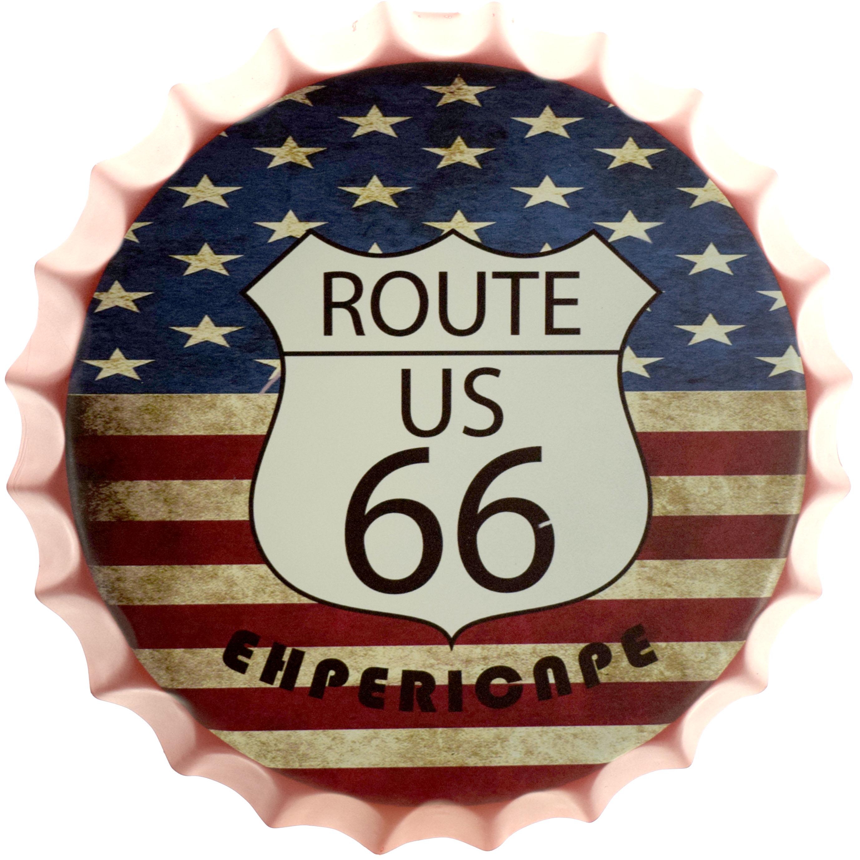 Табличка металлическая Route Us 66 США крышка 35 см Табличка металлическая Route Us 66 США крышка 35 см