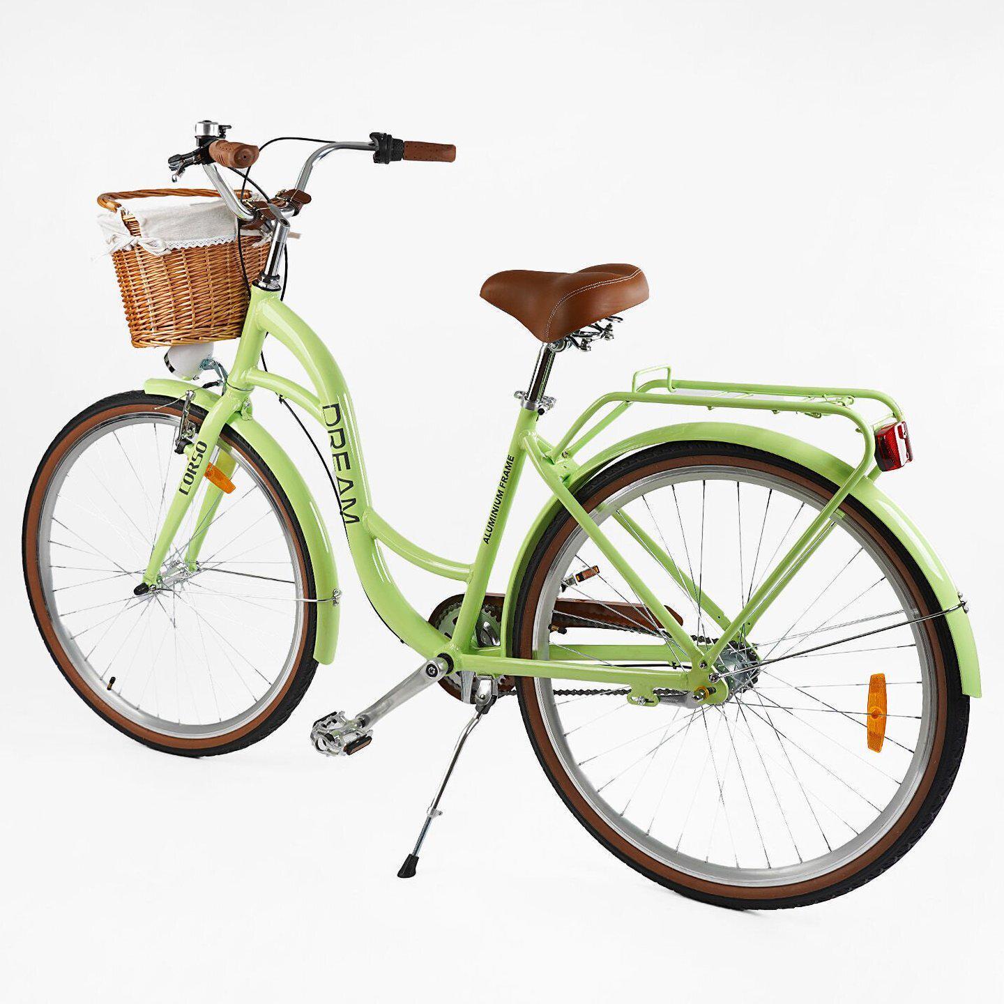 Велосипед городской алюминиевый CORSO Dream 28 дюймов с корзиной и багажником, рама 18" Оливковый - фото 3 Велосипед городской алюминиевый CORSO Dream 28 дюймов с корзиной и багажником, рама 18" Оливковый - фото 3