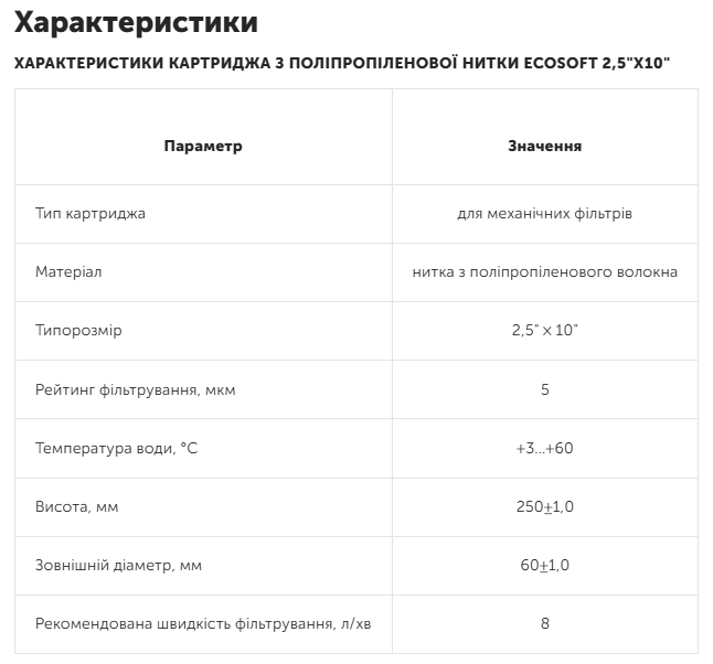 Картридж для фильтров воды из полипропиленовой нити Ecosoft 2,5"x10" 5 мкм (CPN25105ECO) - фото 2