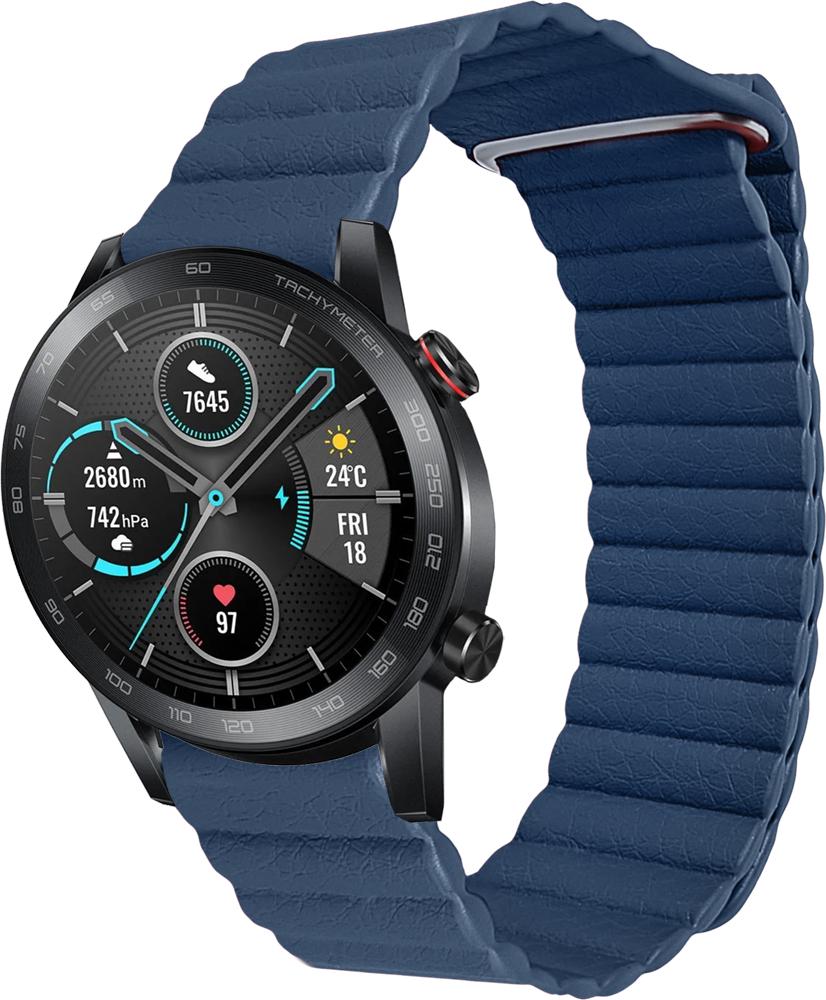 Ремешок кожаный Genis для Honor Magic Watch 2 46 мм Blue (26523-28)