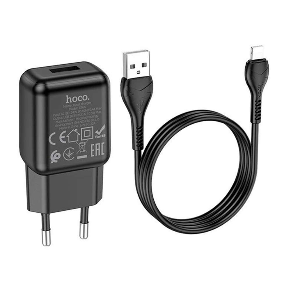 Набір зарядних пристроїв Hoco C96A 110-240V USB Lightning 1 м (26441854)